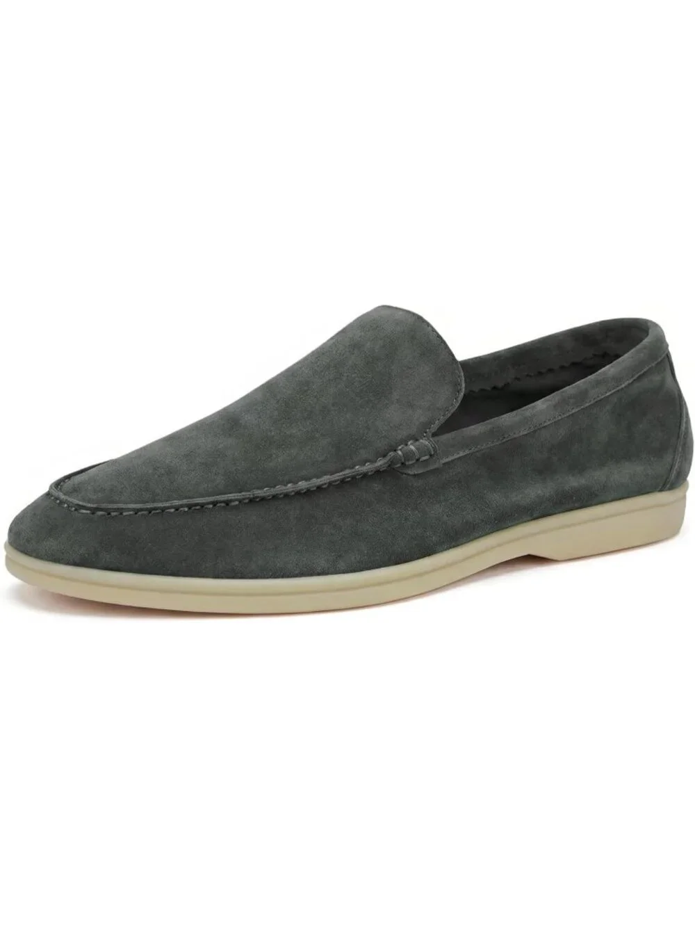 Men's Grey Loafers Shoes Genuine Sheepskin Suede Solid Minimalist Slip On